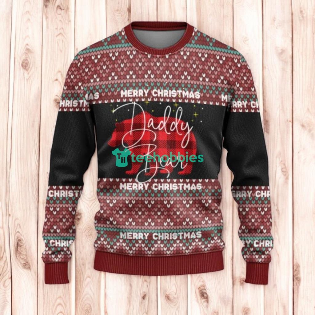 Christmas Ugly Sweater Daddy Bear Red Plaid Christmas Ugly Sweaters, Merry Christmas Ugly Sweaters