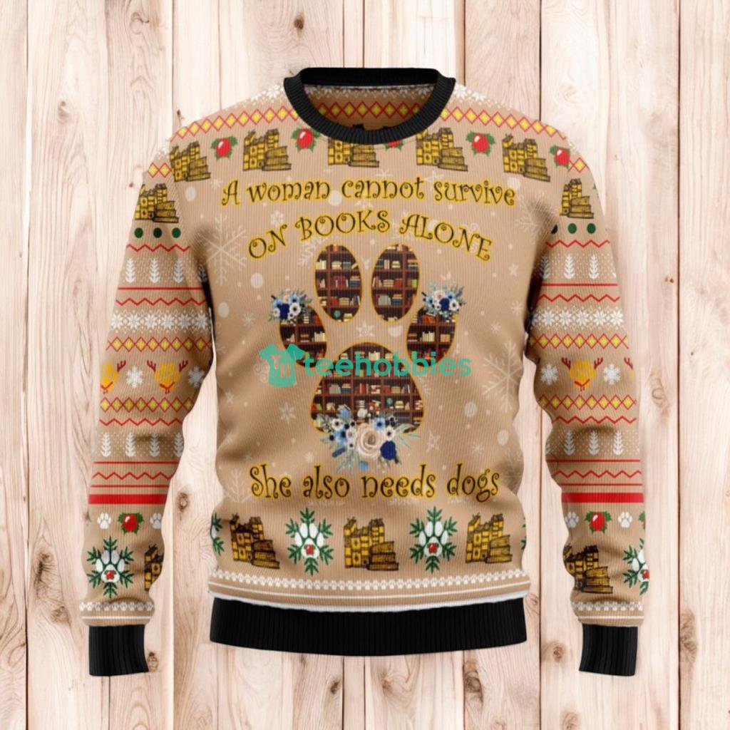 Christmas Ugly Sweater Dog And Book Lover Funny Unisex Sweater Gift
