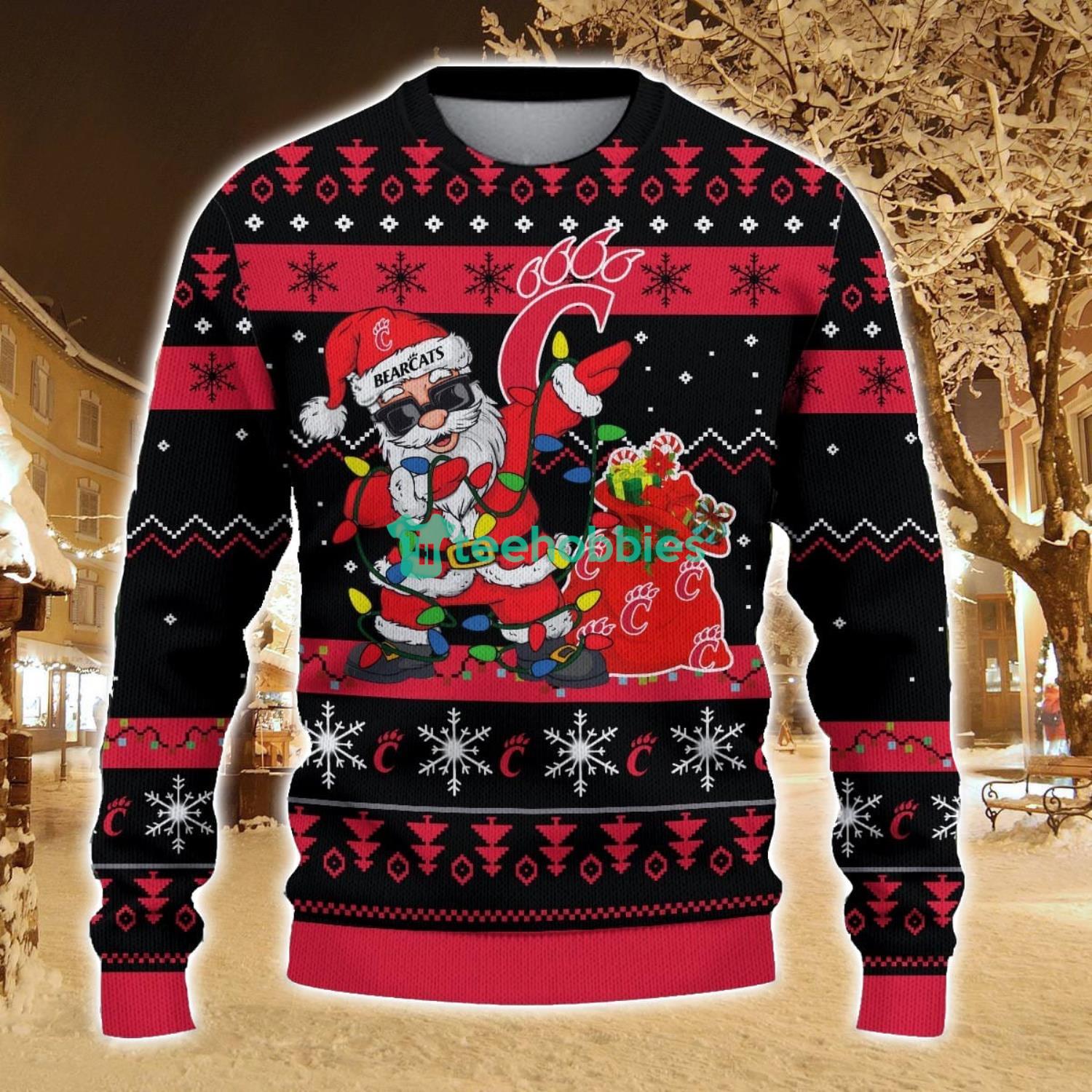 Cincinnati Bearcats Santa Claus Ugly Christmas Sweater All Printed Sweater For Fans Gift Ideas