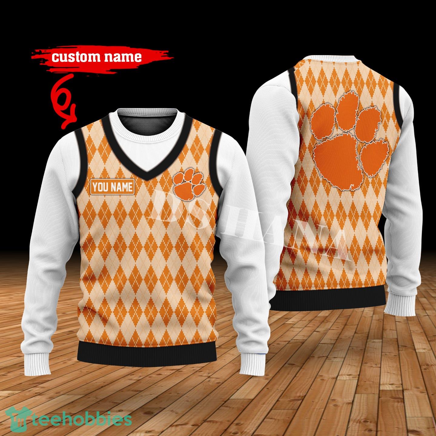 Clemson Tigers Custom Name New Style Sweater Ghile Style 3D Print Christmas Sweater