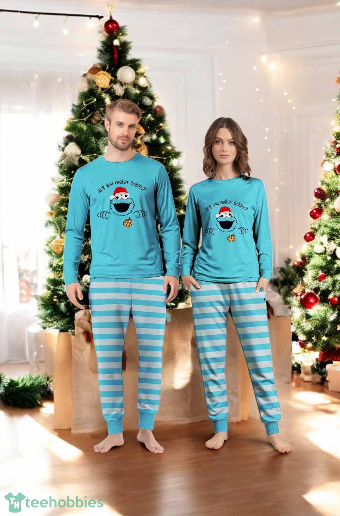 Cookie Monster Are You Makin Cookies Christmas Couples Family Mathching Pajamas Set