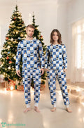 Cookie Monster Christmas Checkered Pattern Family Matching Pajama Set