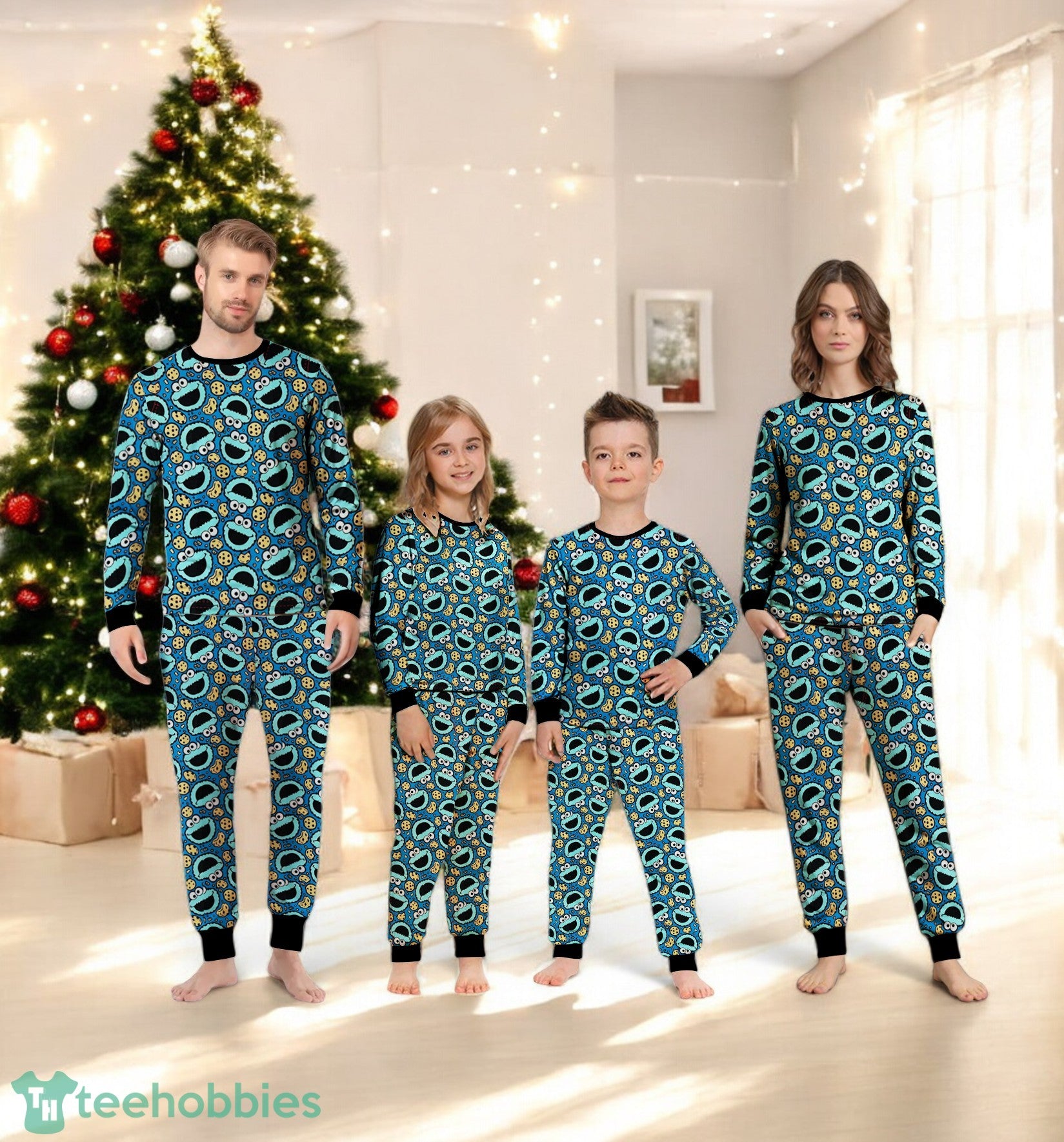 Cookie Monster Pattern Family Matching Pajama Set