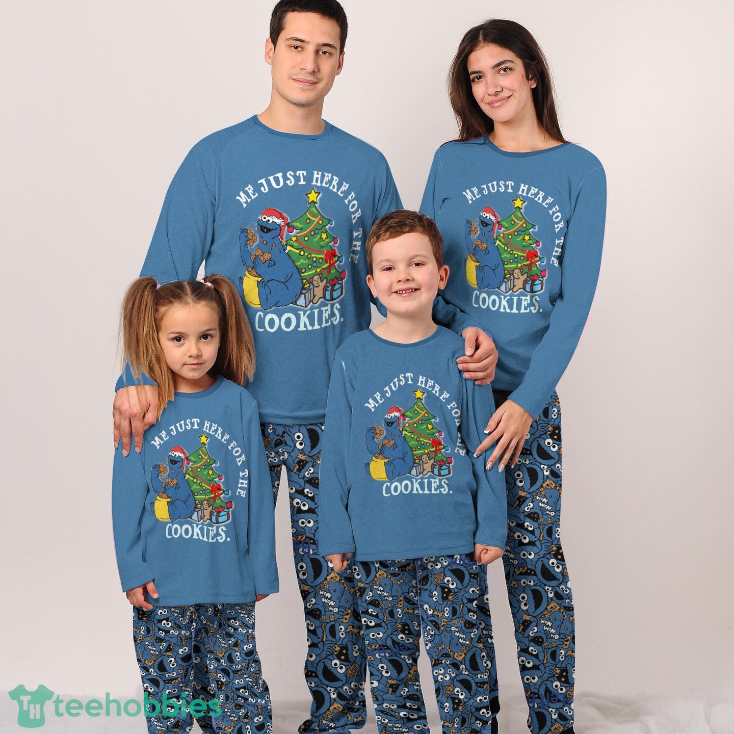 Cookies Monster Me Just Here For The Cookies Matching Family Pajamas Set