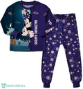 Custom Name Baltimore Ravens Cartoon Mouse Couple Christmas Matching Pajamas Set