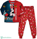 Custom Name Chicago Blackhawks Cartoon Mouse Couple Christmas Matching Pajamas Set