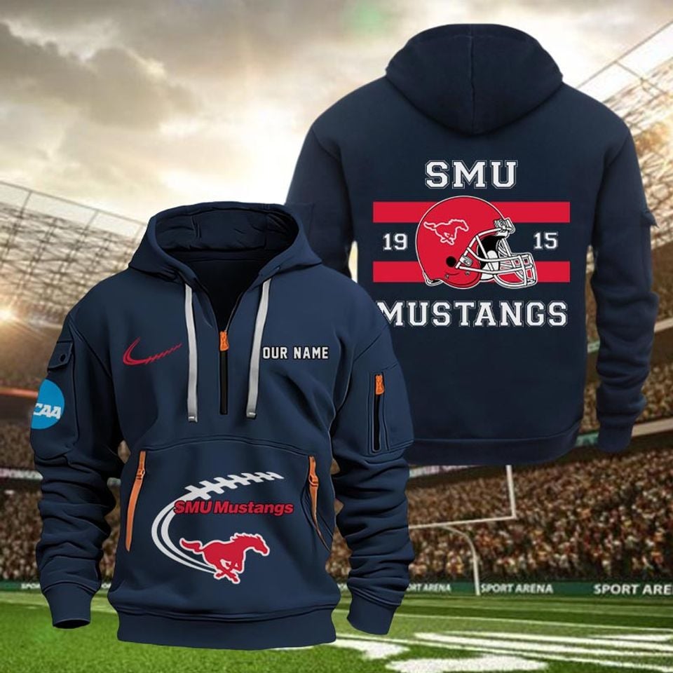 Custom SMU Mustangs Tactical Quarter Zip Hoodie