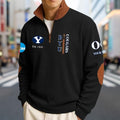 Custom BYU Cougars Men's Striped Half-Zip Sweatshirt