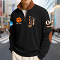 Custom Clemson Tigers Men's Striped Half-Zip Active Sweatshirt