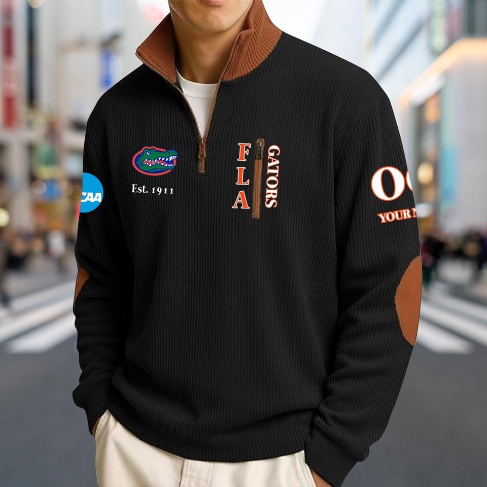 Custom Men’s Florida Gators Striped Half-Zip Sweatshirt