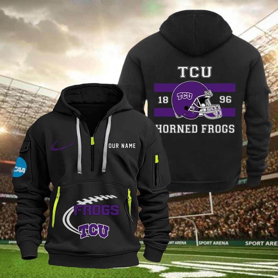 Custom TCU Horned Frogs Tactical Quarter Zip Hoodie