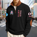 Custom Arizonna Wildcats Men's Striped Half-Zip Sweatshirt
