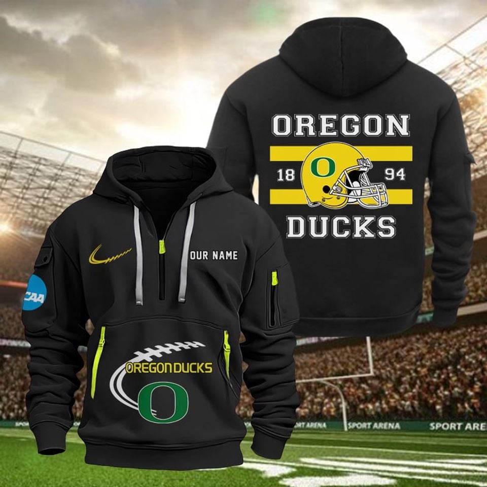 Custom Oreg ducks Quarter Zip Tactical Hoodie