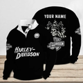 Haarleyy Davidson Helmet Skull Custom Stand Collar Sweatshirt