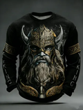 Men's Viking Print Waffle Knit Long Sleeve Sweatshirt