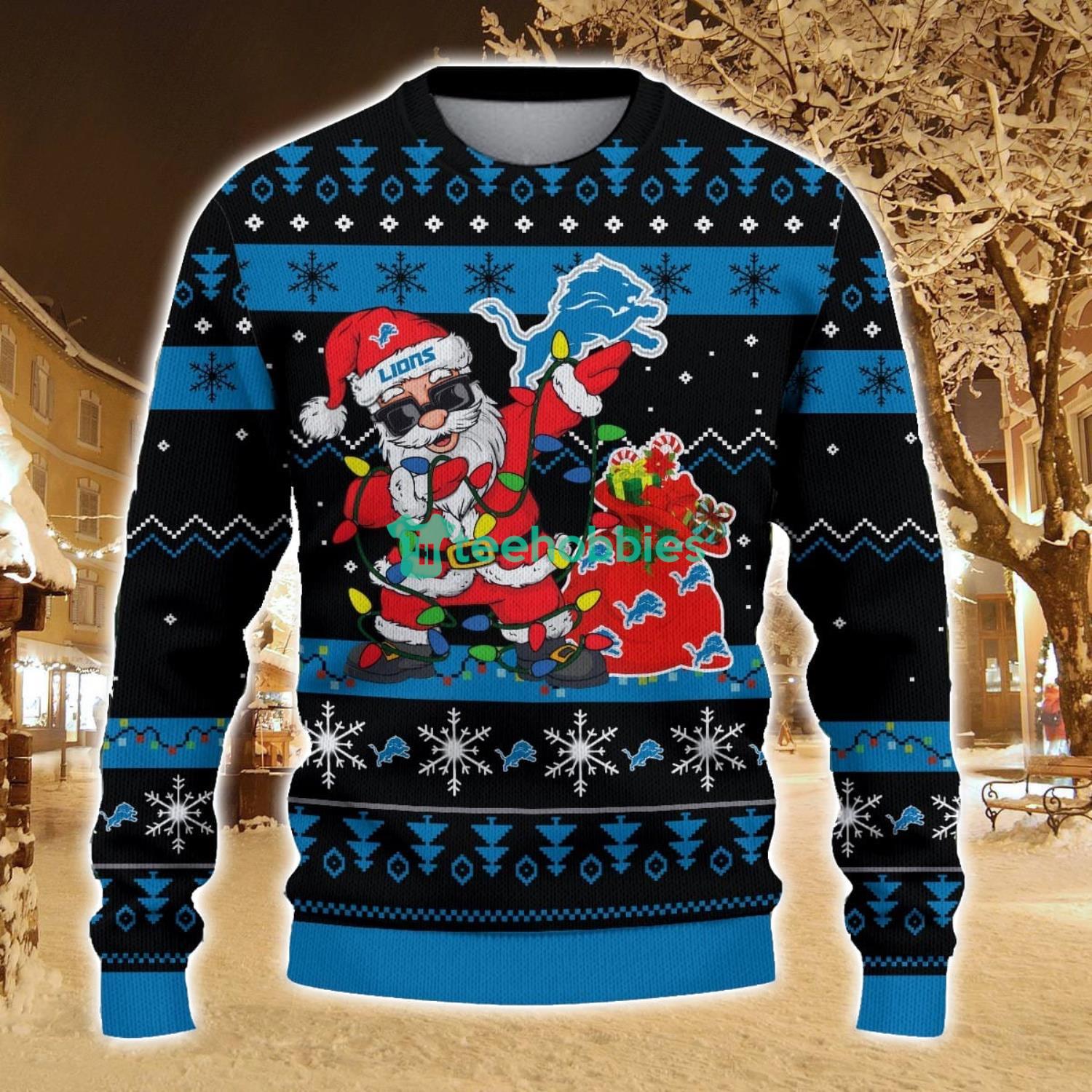 Detroit Lions Santa Claus Ugly Christmas Sweater All Printed Sweater For Fans Gift Ideas