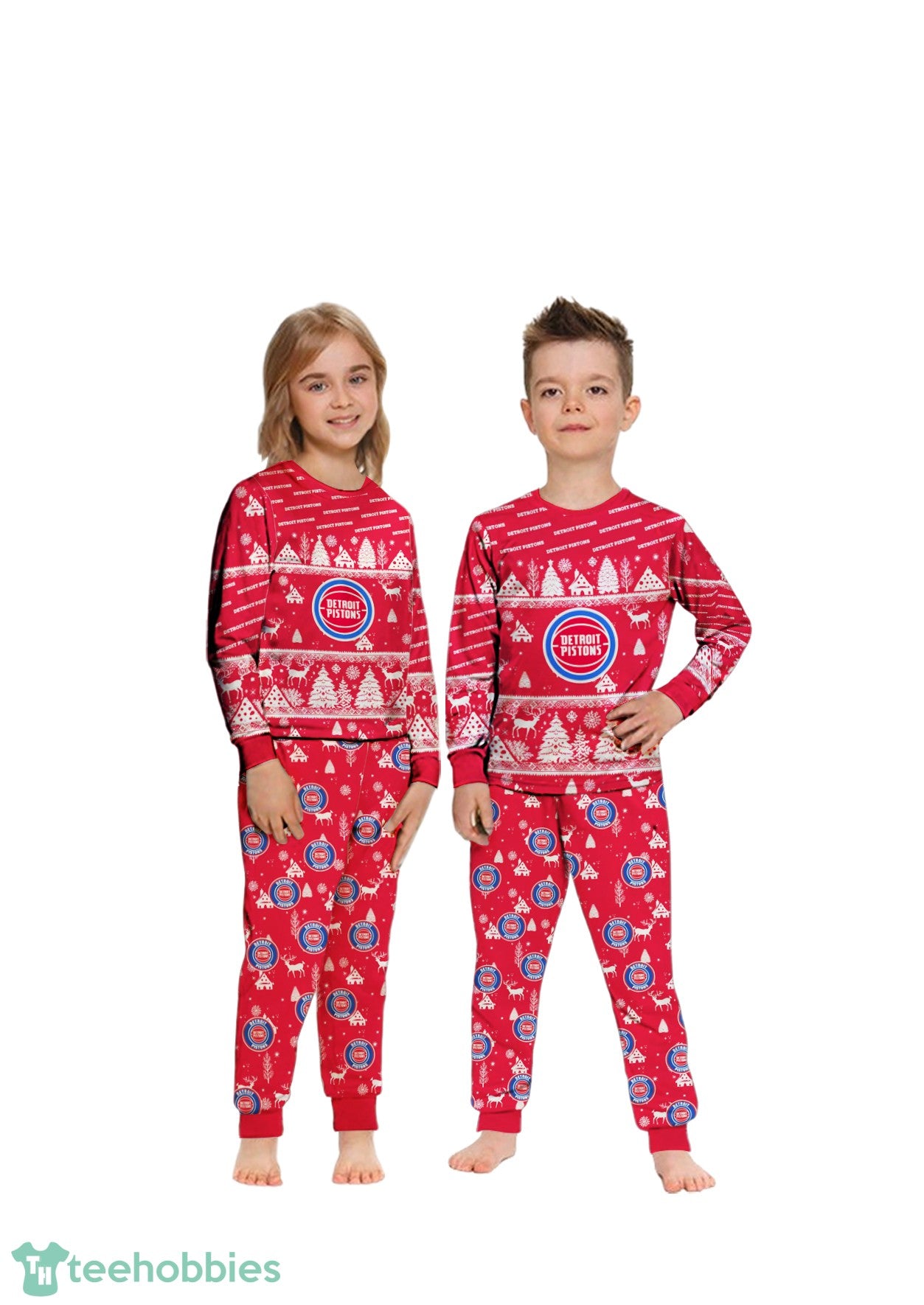 Detroit Pistons Christmas Pattern Family Matching Pajamas Sets Best Gift For Christmas