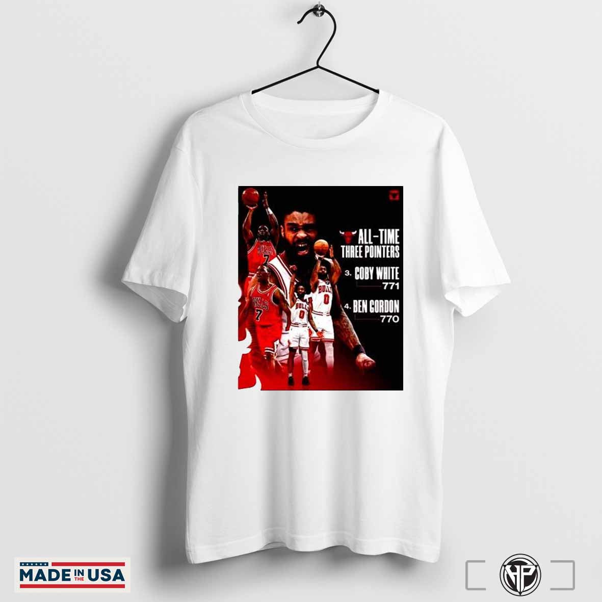 Time Three Pointers Coby White has passed Ben Gordon to become No. 3 on the Chicago Bulls Shirt