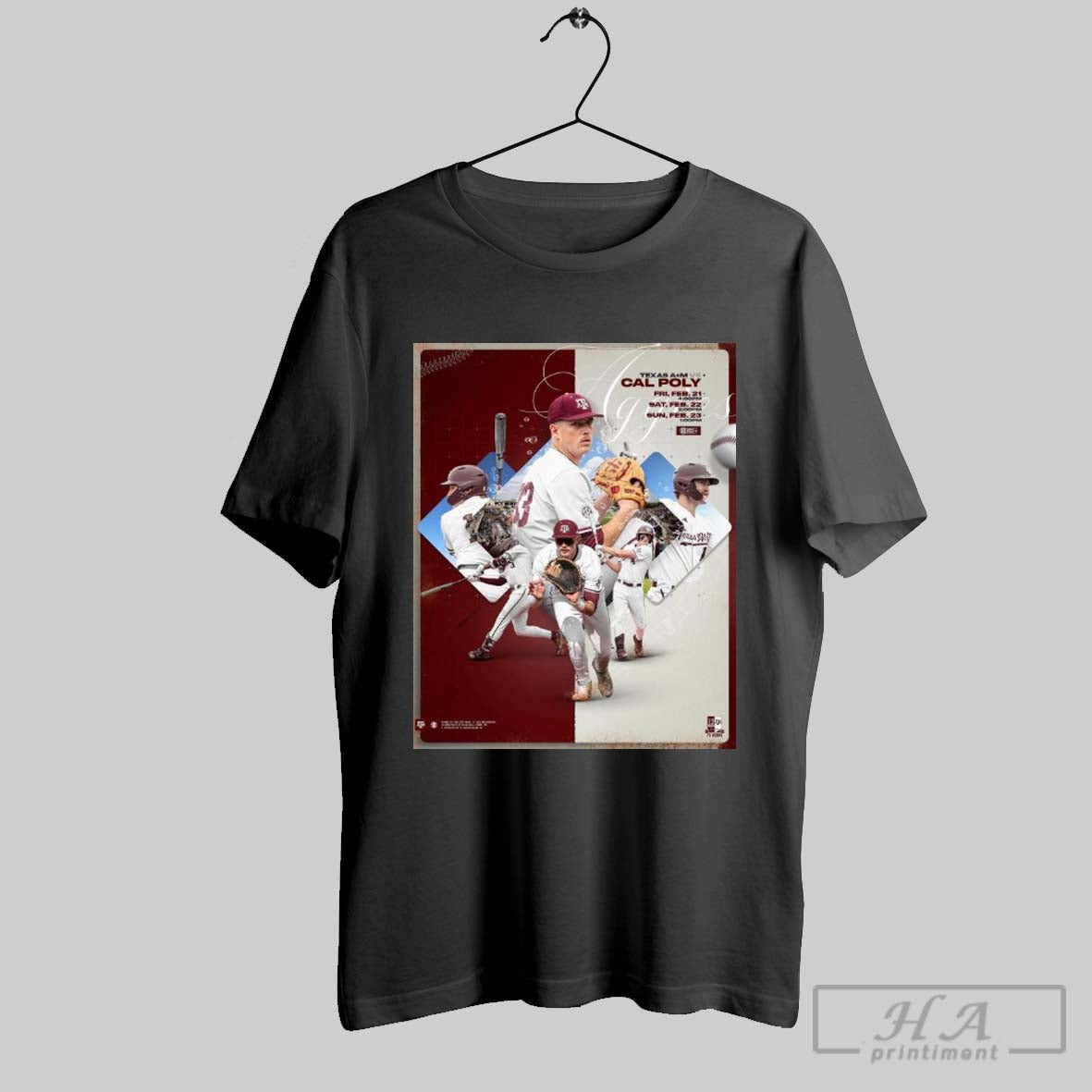 Texas Am Aggies Vs Cal Poly Mustangs Baseball Three Game Set On Deck Poster T Shirt