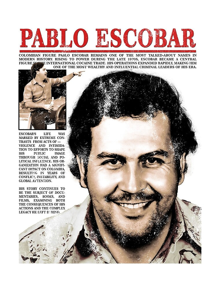 Pablo Escobar Vintage Newspaper Style Illustration by BVNKGRAPH WORKS