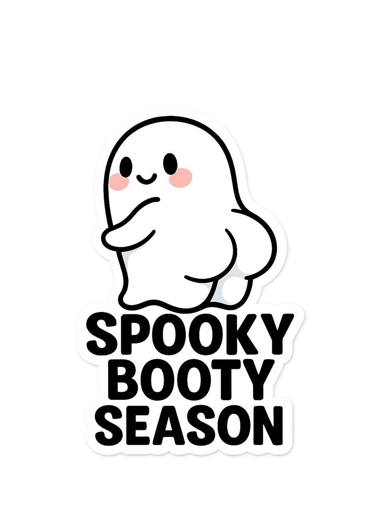 Spooky Booty Season – Cute Chibi Ghost Halloween Sticker & Shirt by TheDopamineShop