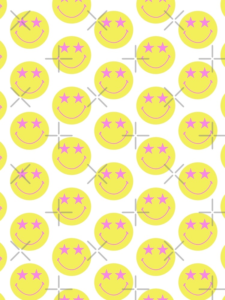 Pink Starry Eye Smiley Happy Face by ami.creations