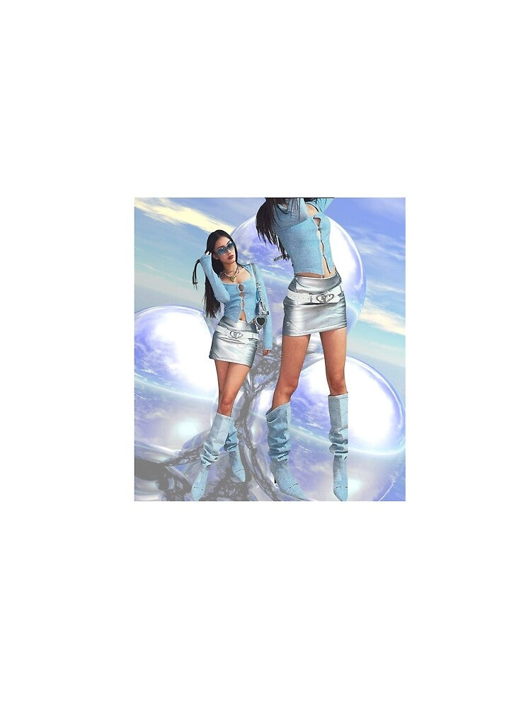 Y2K Star Girl Aesthetic - Liquid Metal Chrome by ELDA-STORE