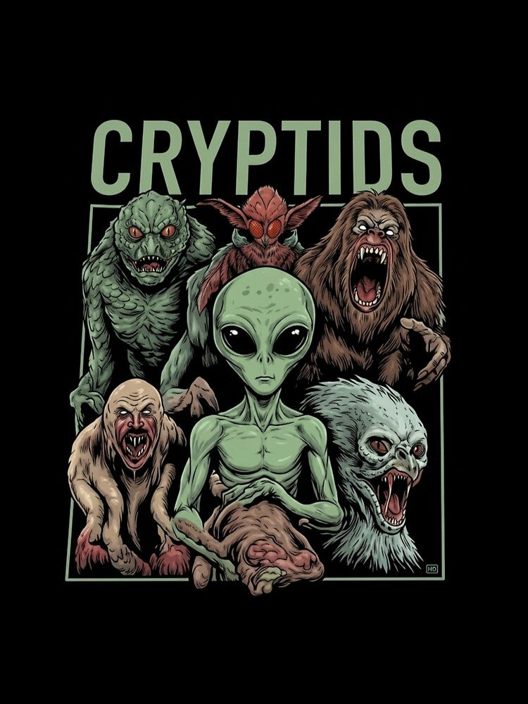 Scary Cryptids and Cult Aliens Design by AnyeloDesign
