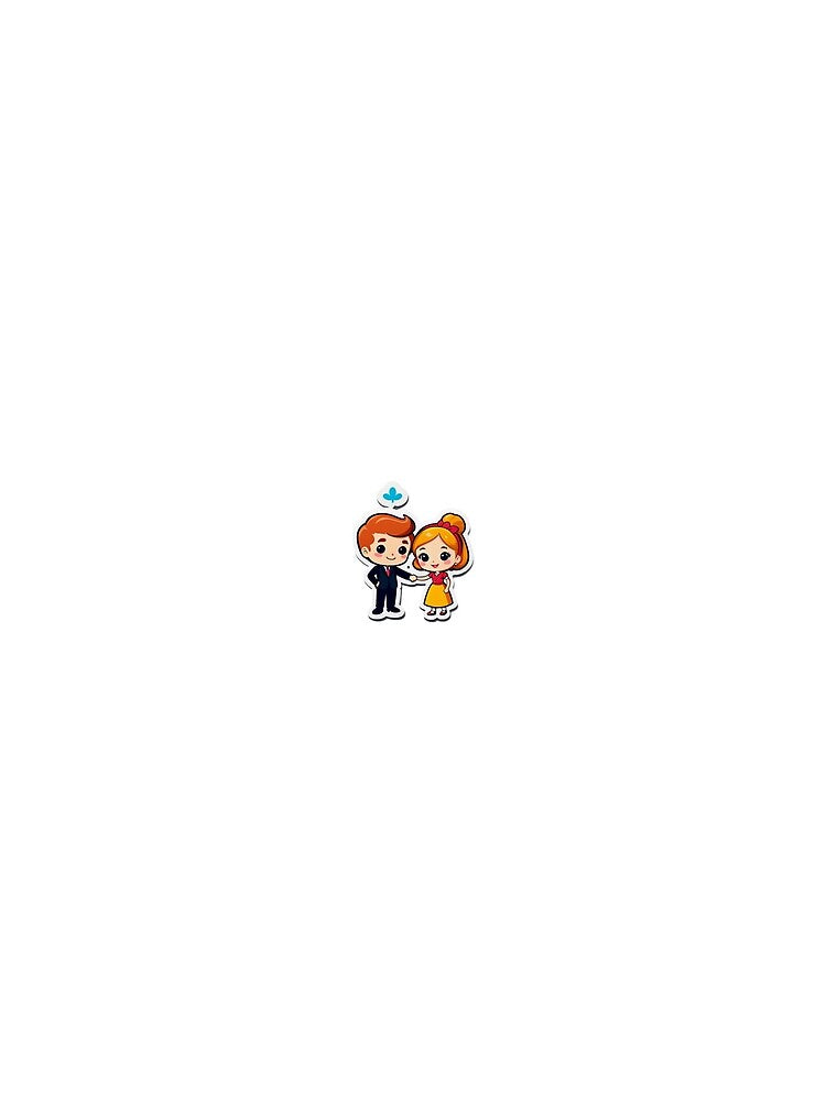 Cute Chibi Couple Sticker – Adorable Kawaii Love Art" by Duovibes