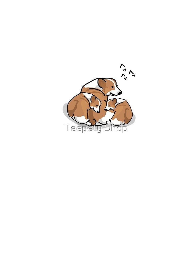 Kawaii Corgi puppies with their mama by Teepety Shop