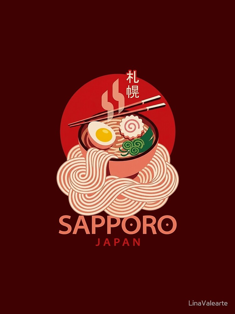 Traditional Sapporo Japan Ramen Bowl Design by LinaValearte