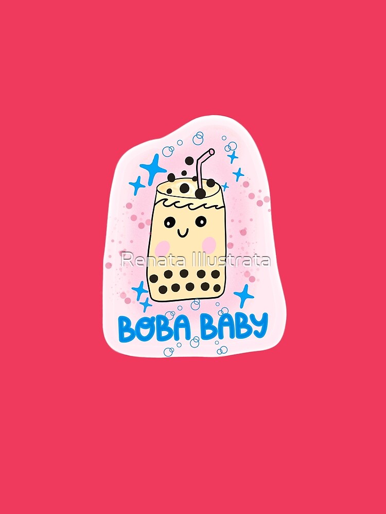 Boba Baby Cute Kawaii Bubble Tea Time by Renata Illustrata