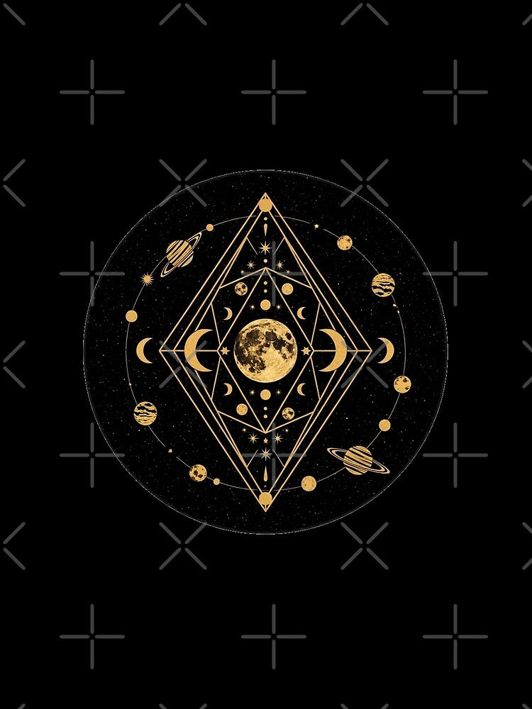 Mystic Celestial Solar System Sacred Geometry Mandala by Denim Art Studio