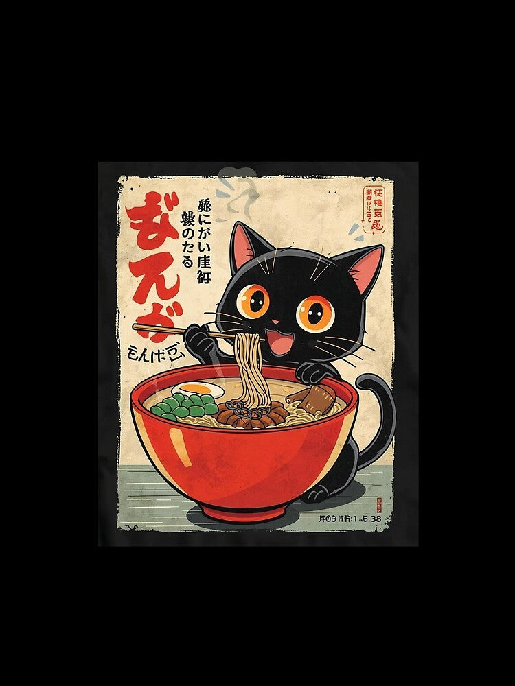 Vintage Japanese Ramen Cat T-Shirt by CoseyTees