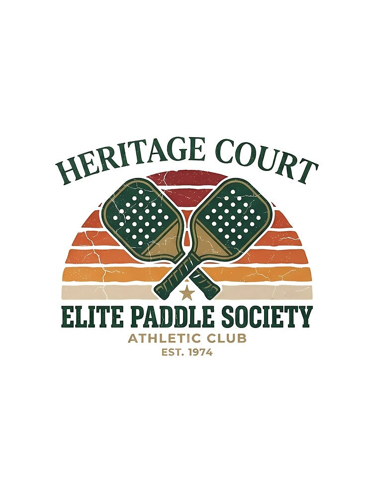 Vintage Pickleball Heritage Court Elite Paddle Society Athletic Club Retro Sunset Design by HERITAGE COURT