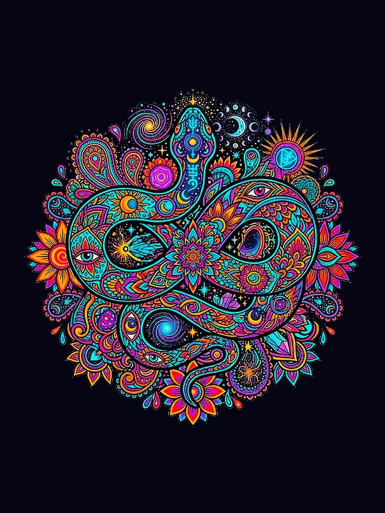 Psychedelic Cosmic Snake Mandala Celestial Esoteric Trippy Art by MT-Hub | Art for Every Soul