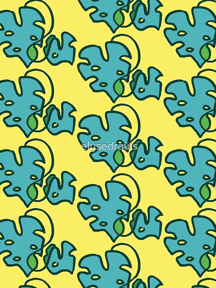 Blue Abstract Monstera by elysedraws