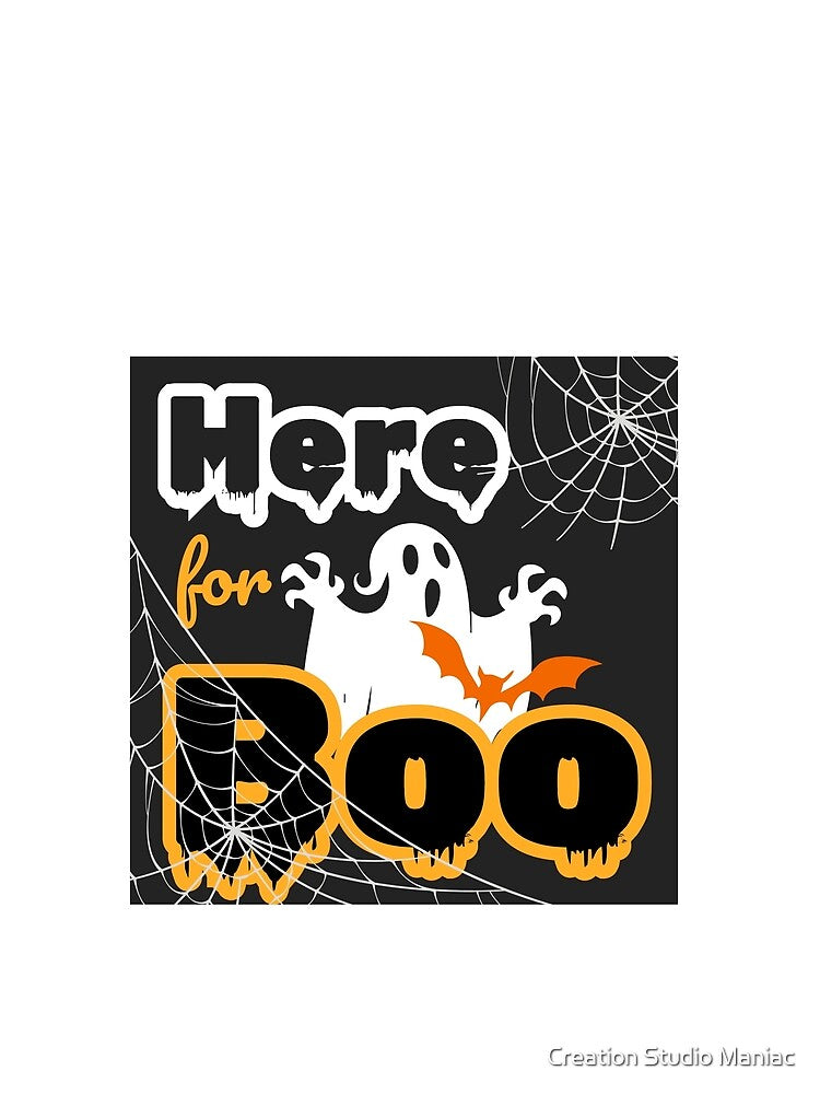 Here for Boo | Cute Ghost Halloween T-Shirt by Creation Studio Maniac