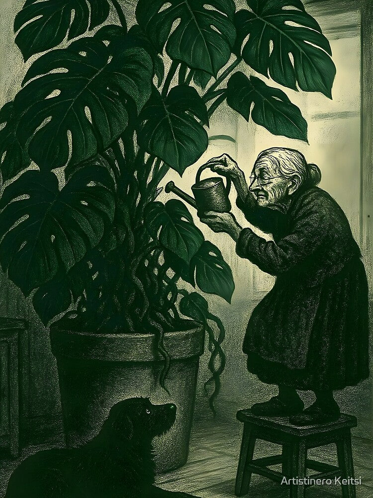 Mildred vs. the Monstera (deliciosa) by Artistinero Keitsi