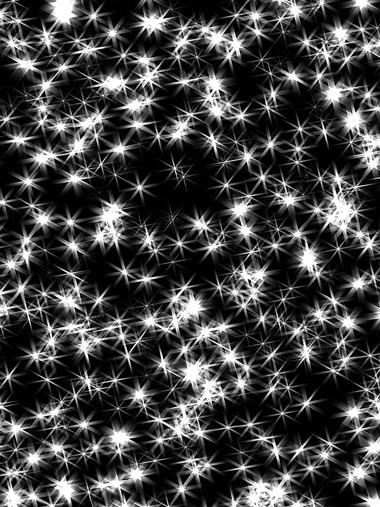 Sparkly Stars Black and White Celestial Aesthetic Pattern by Lainey1978
