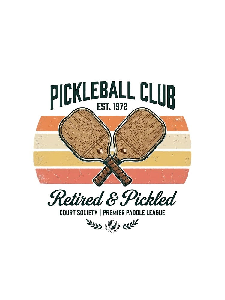 Retro Pickleball Club Retired & Pickled Vintage Paddle League Design by HERITAGE COURT