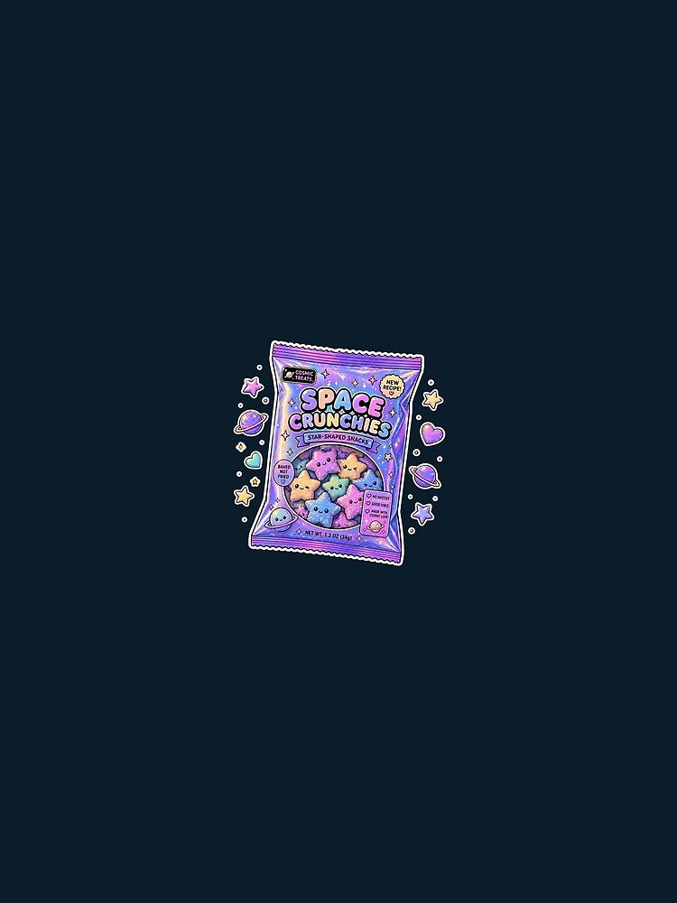 Holographic Space Crunchies Sticker – Cute Kawaii Star Snacks Retro Aesthetic Design by Pransis_Diginer_26