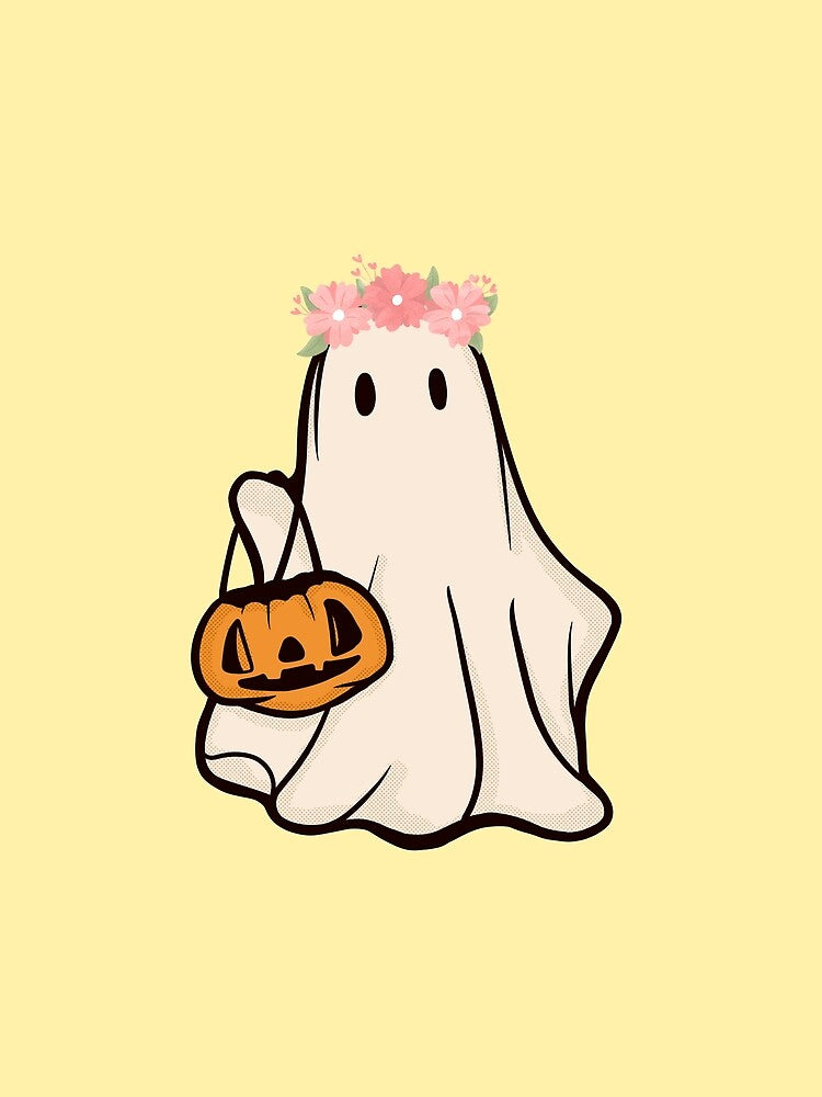 Floral Ghost Halloween funny,  Retro Funny Halloween, Spooky Boo, Spooky Season by Dabbing Turtle Designs