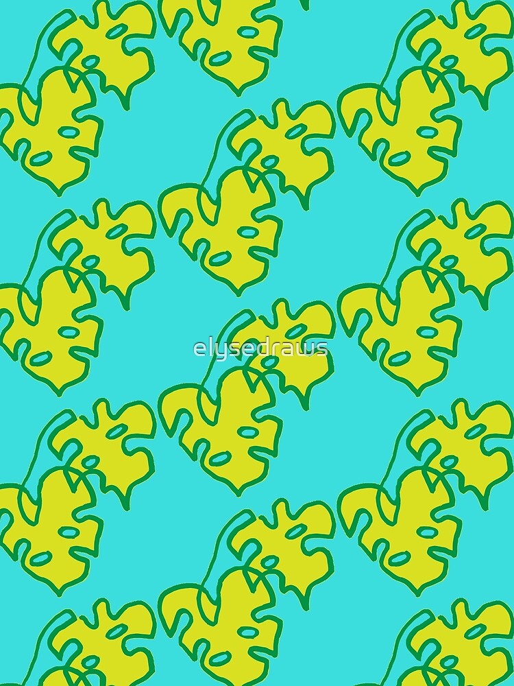 Yellow Green Abstract Monstera by elysedraws
