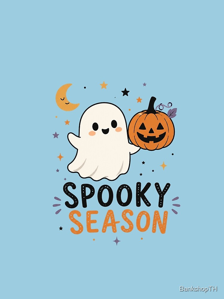 Cute Ghost Spooky Season Kawaii Halloween Design by BankshopTH