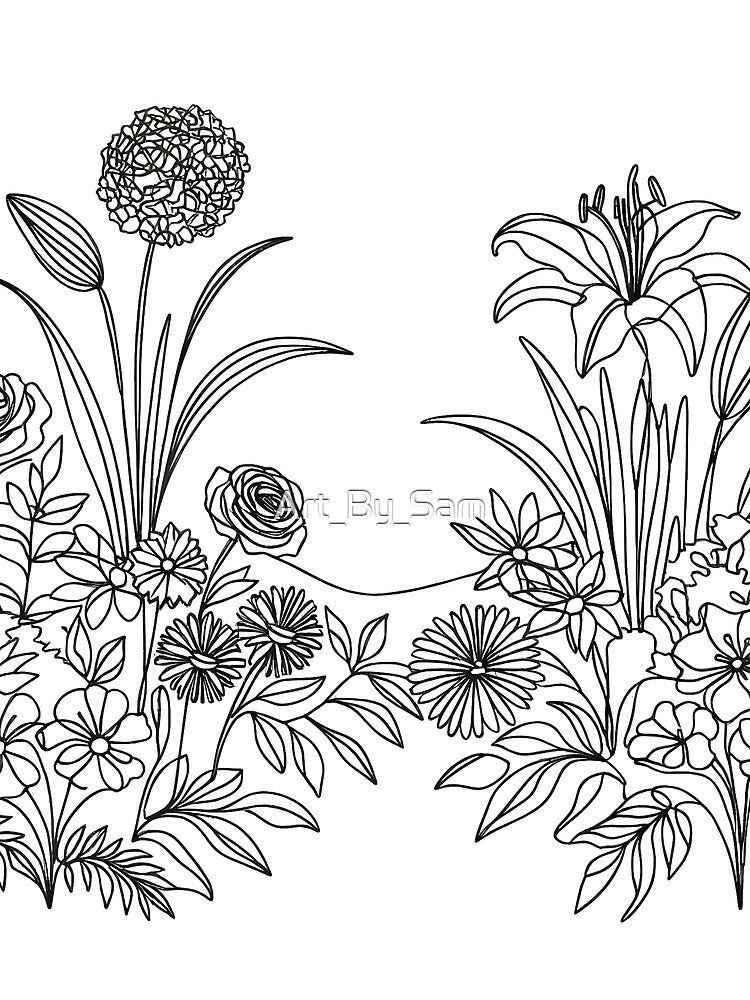 Wildflower Garden Medley Line Art by Art_By_Sam