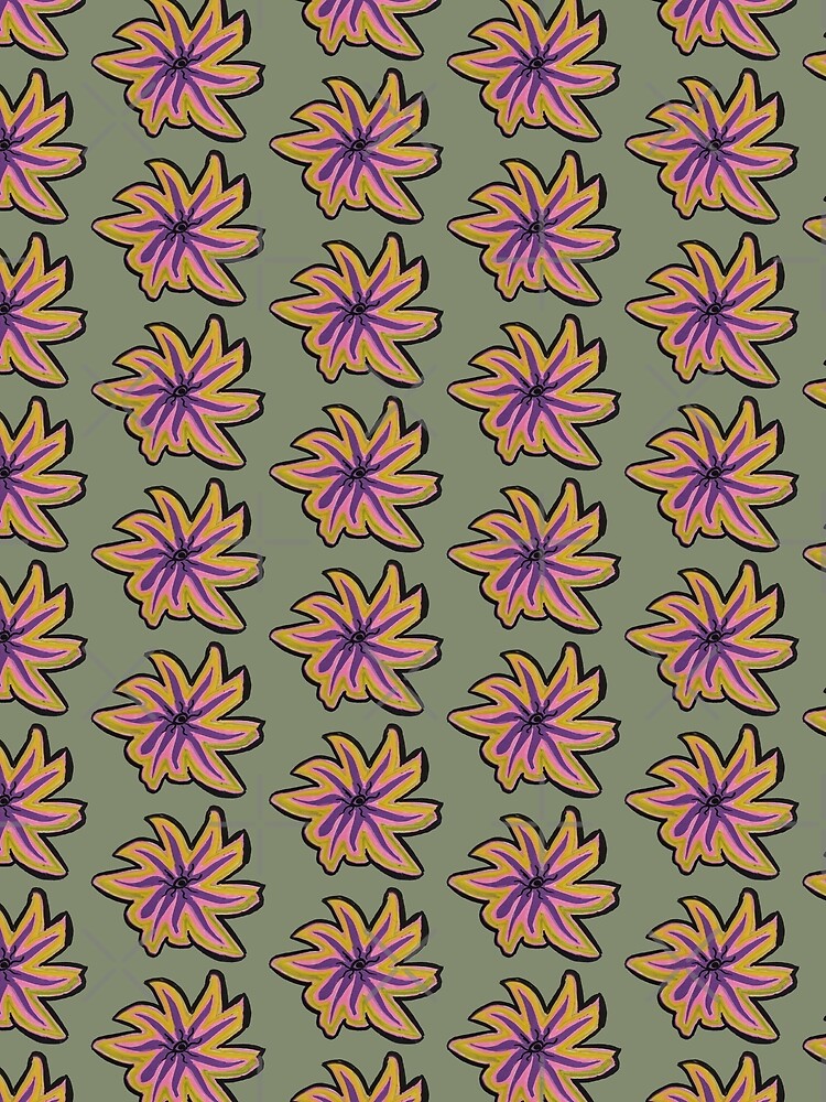 Groovy 70s Starburst Floral - Matcha Blossom Edition by energyoflove333