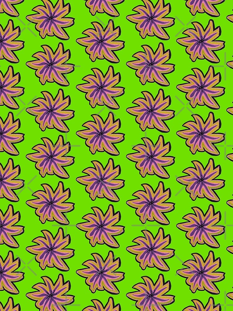 Groovy 70s Starburst Floral - Neon Lime Edition by energyoflove333