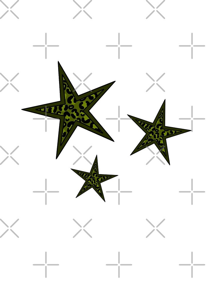 Green Leopard Print Aesthetic Star Stickers by clubrosie