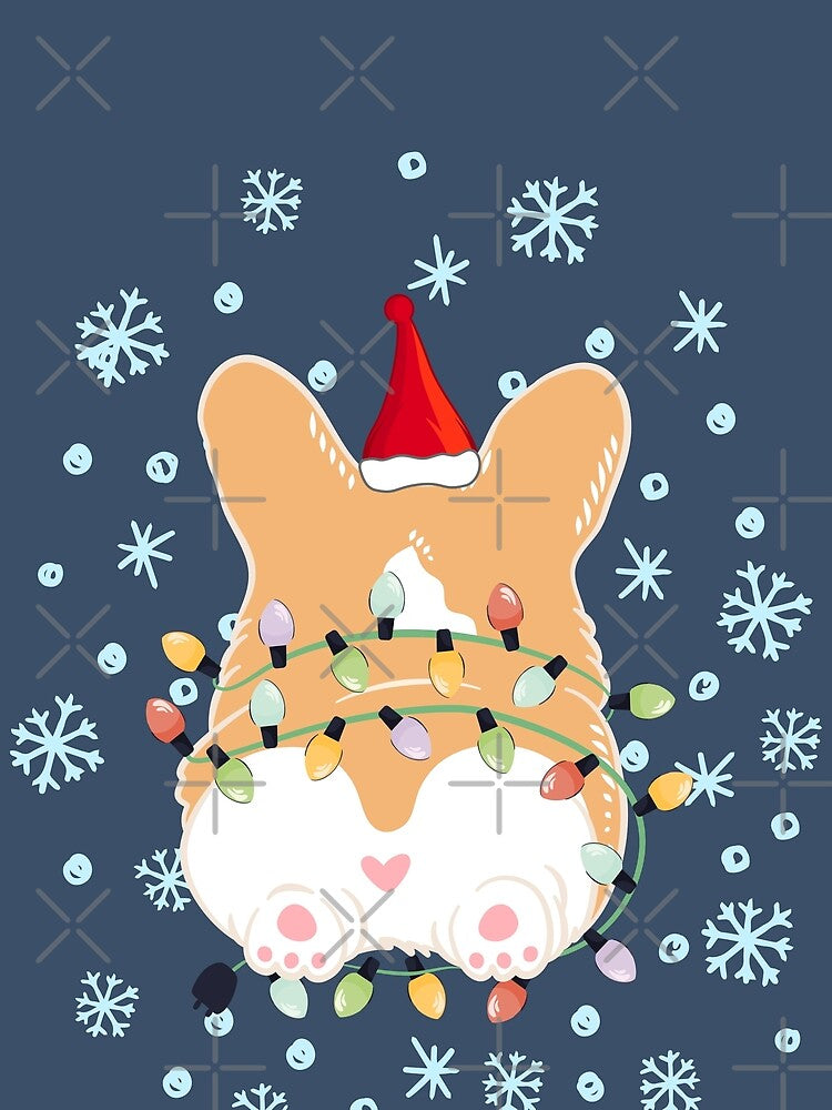 Cute Christmas Corgi Butt - Red 1 by Lulupainting